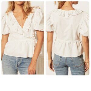 Boyish THE ROMEO Puff Sleeve Top Blouse Small in Vintage White